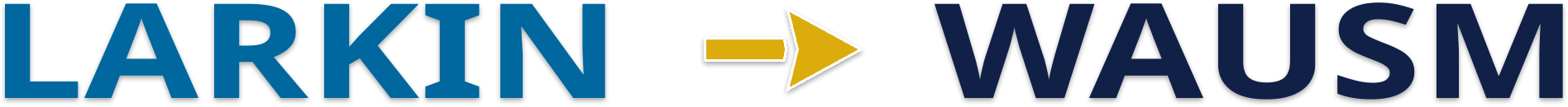 Larkin University to WAUSM Pathway logo featuring an arrow symbolizing the direct transition from Larkin BioMed to WAUSM’s MD program.