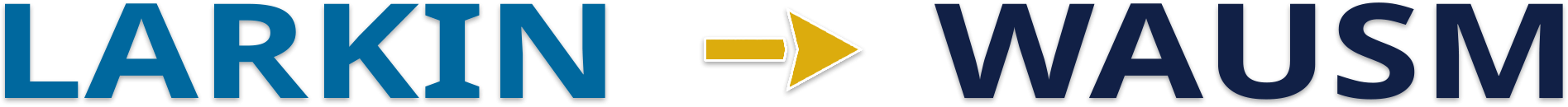 Larkin University to WAUSM Pathway logo featuring an arrow symbolizing the direct transition from Larkin BioMed to WAUSM’s MD program.
